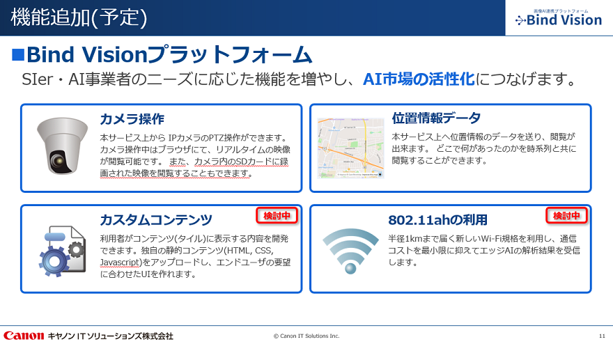 「Bind Vision」プラットフォームの今後の機能追加予定