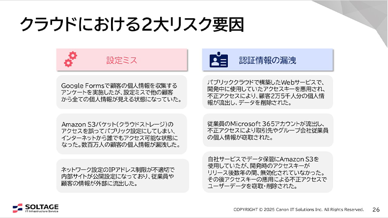 図:クラウドにおける2大リスク要因