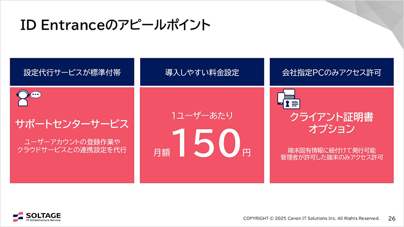 図:ID Entraceのアピールポイント