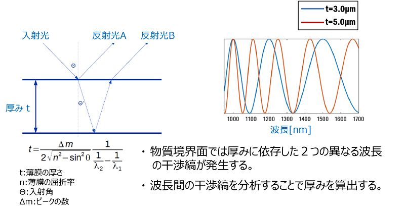 波長の干渉性を活用した膜厚測定方法