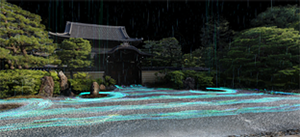 現実空間とCGの枯山水を見る映像体験型コンテンツの写真
