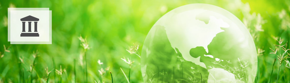 キービジュアル写真：草原にクリスタルの地球イメージ