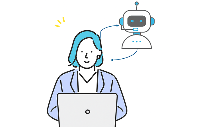 図：生成aiが女性をサポートしているイメージ