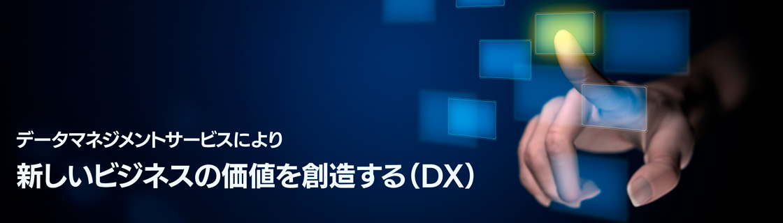 キービジュアル　データマネジメントサービスにより新しいビジネスの価値を創造する（DX）