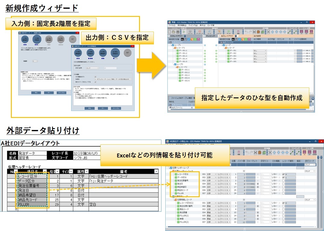 豊富な設定作成支援機能