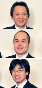 上から<br /> 明治学院大学情報センター次長<br /> 萩原 昌幸氏<br /> 同センター システム担当SE<br /> 高橋 大氏<br /> 同センター チームリーダー<br /> 鷲尾 隆幸氏