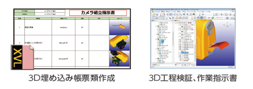 3D埋め込み帳票類作成 3D工程検証、作業指示書
