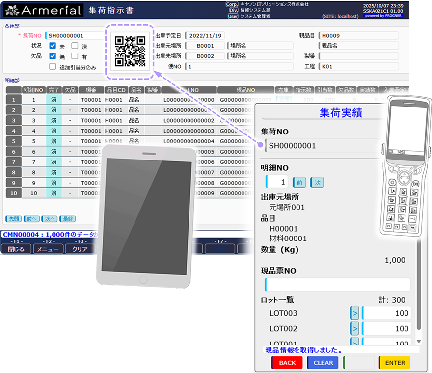 ハンディターミナルやタブレットPCによる運用イメージ