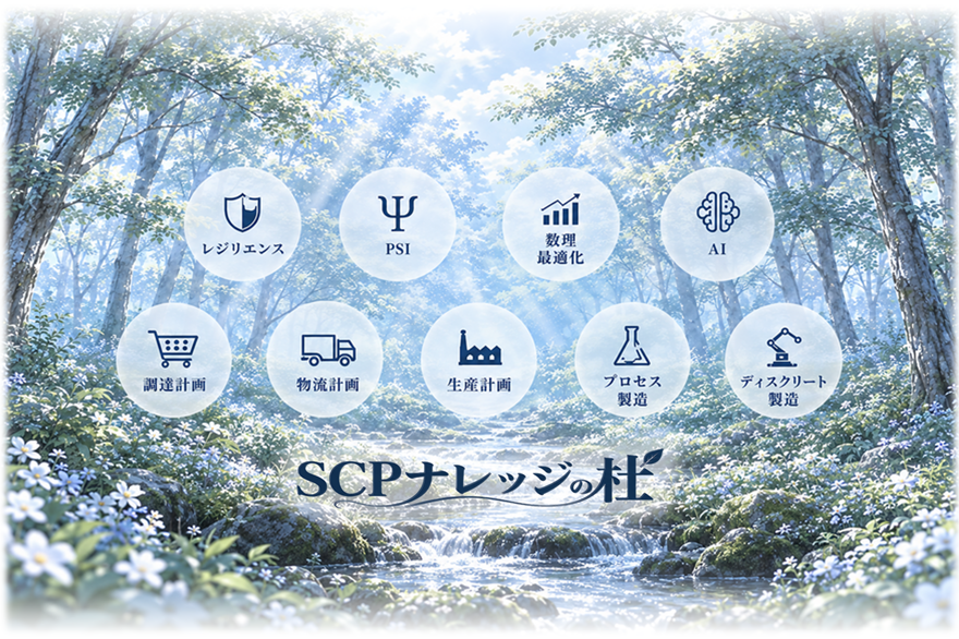 レジリエンス・PSI・数理最適化・AI・調達計画・物流計画・生産計画・プロセス製造・ディスクリート製造 SCPナレッジの杜