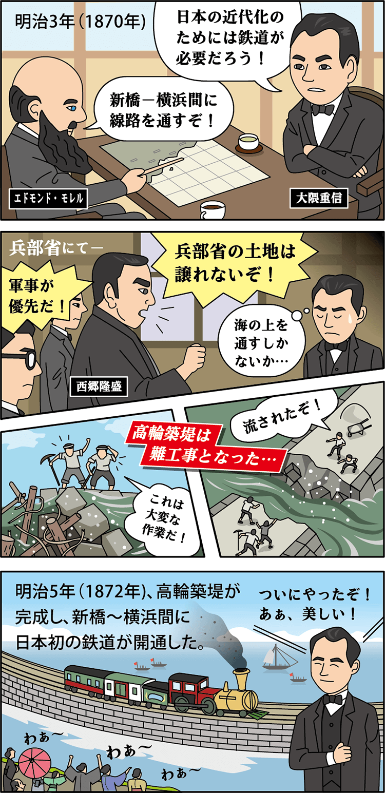 日本初の鉄道は海の上を走っていた！？